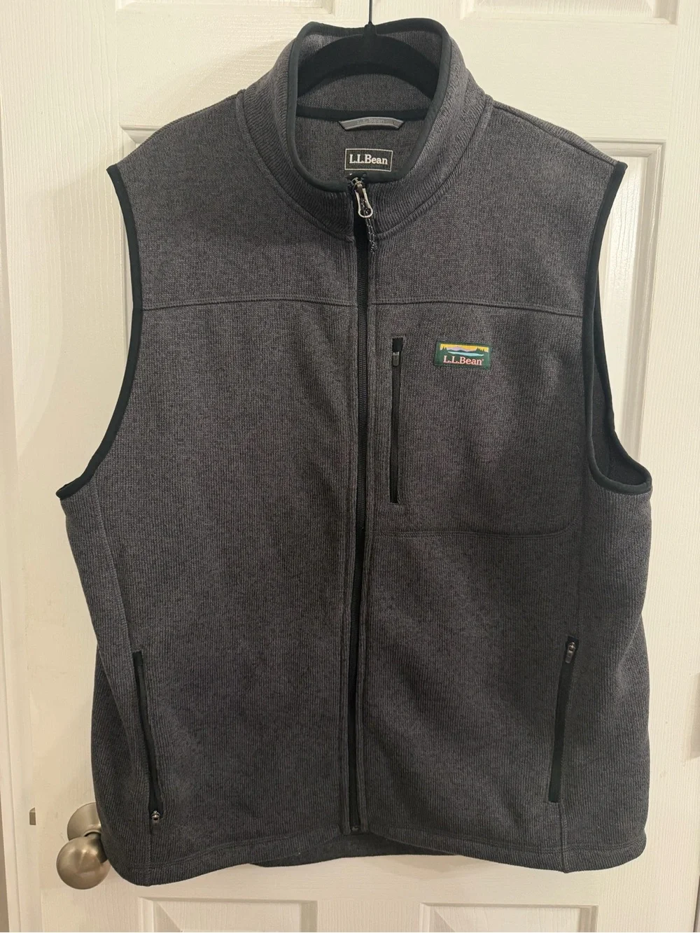 L.L.Bean Men’s Gray Fleece Vest Slightly Fitted Full Zip Outdoor Hiking Large